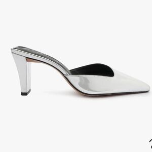 Schutz Rosie metallic silver Leather Mule heel shoe size 7.5